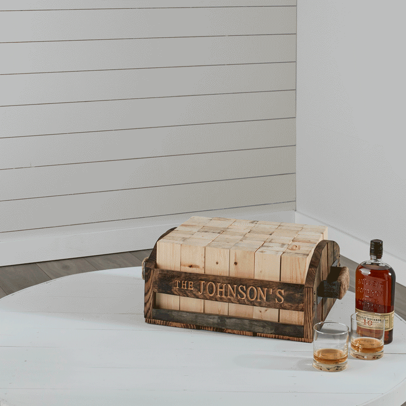 Animated image of Oversized Tumbling Tower with Bourbon Barrel Crate