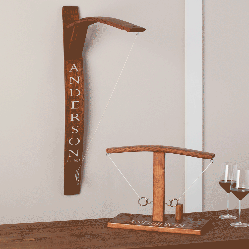 Animated image of Personalized Tabletop Reclaimed Barrel Hook and Ring Game